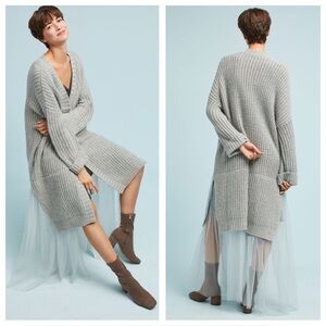 Anthropologie Amadi Tulle Longline Cardigan Sweater